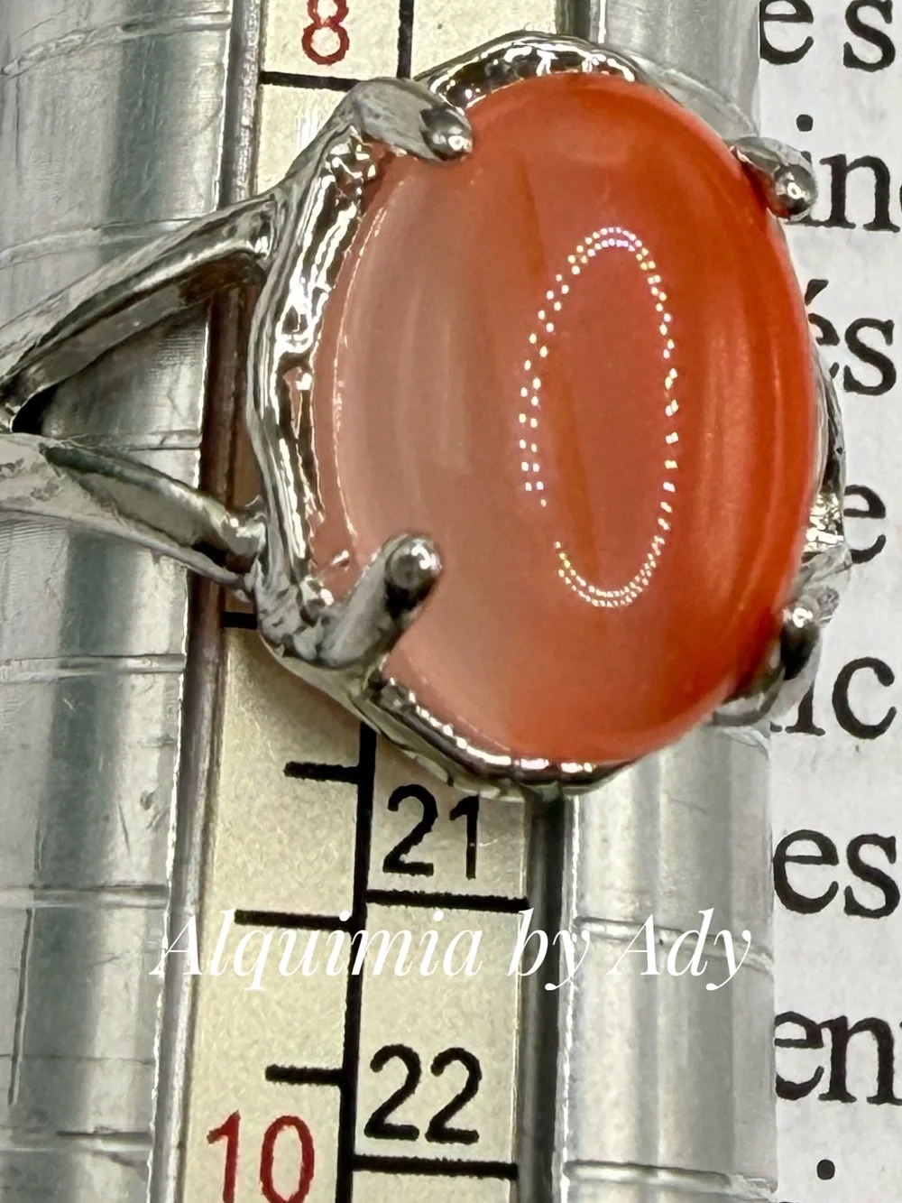 Peach-Orange Cabochon agate Ring